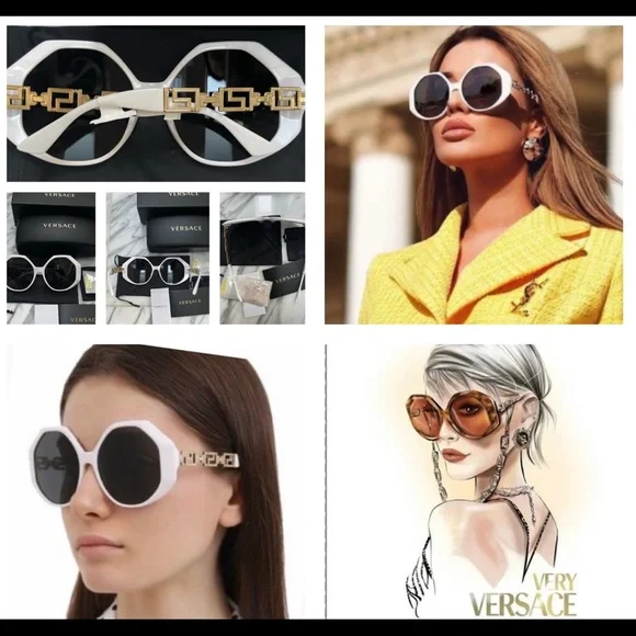 VERSACE FROM THE RUNWAY COLLECTION, WHITE GEOMETRIC FRAMES   WITH GRECA ARMS VERSACE FROM THE RUNWAY COLLECTION, WHITE GEOMETRIC  main image 2
